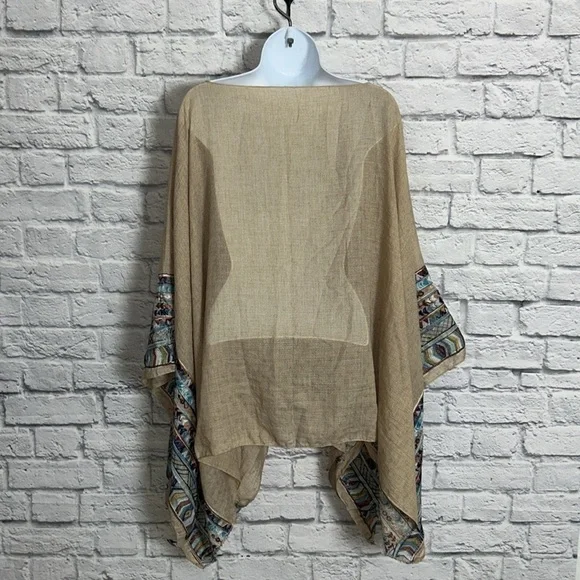 Raj Women's Tan Embroidered Poncho One Size - Picture 10 of 12